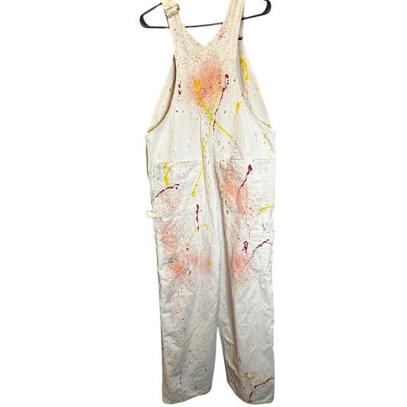 VTG customized Carhartt Overalls White‎ Carpenter Painter button fly bibs - Picture 4 of 12